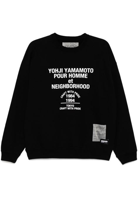 Felpa a maniche lunghe con stampa in nero Yohji yamamoto - uomo